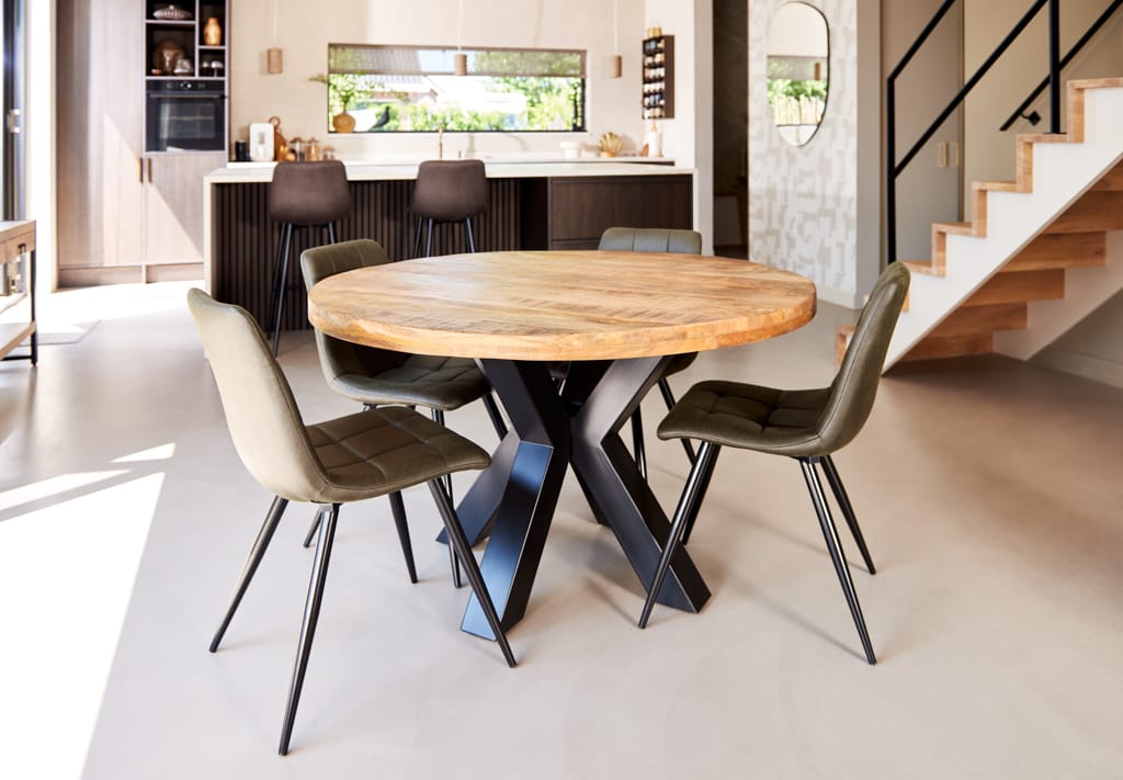 Ronde eettafel mangohout 140cm - Afbeelding 5