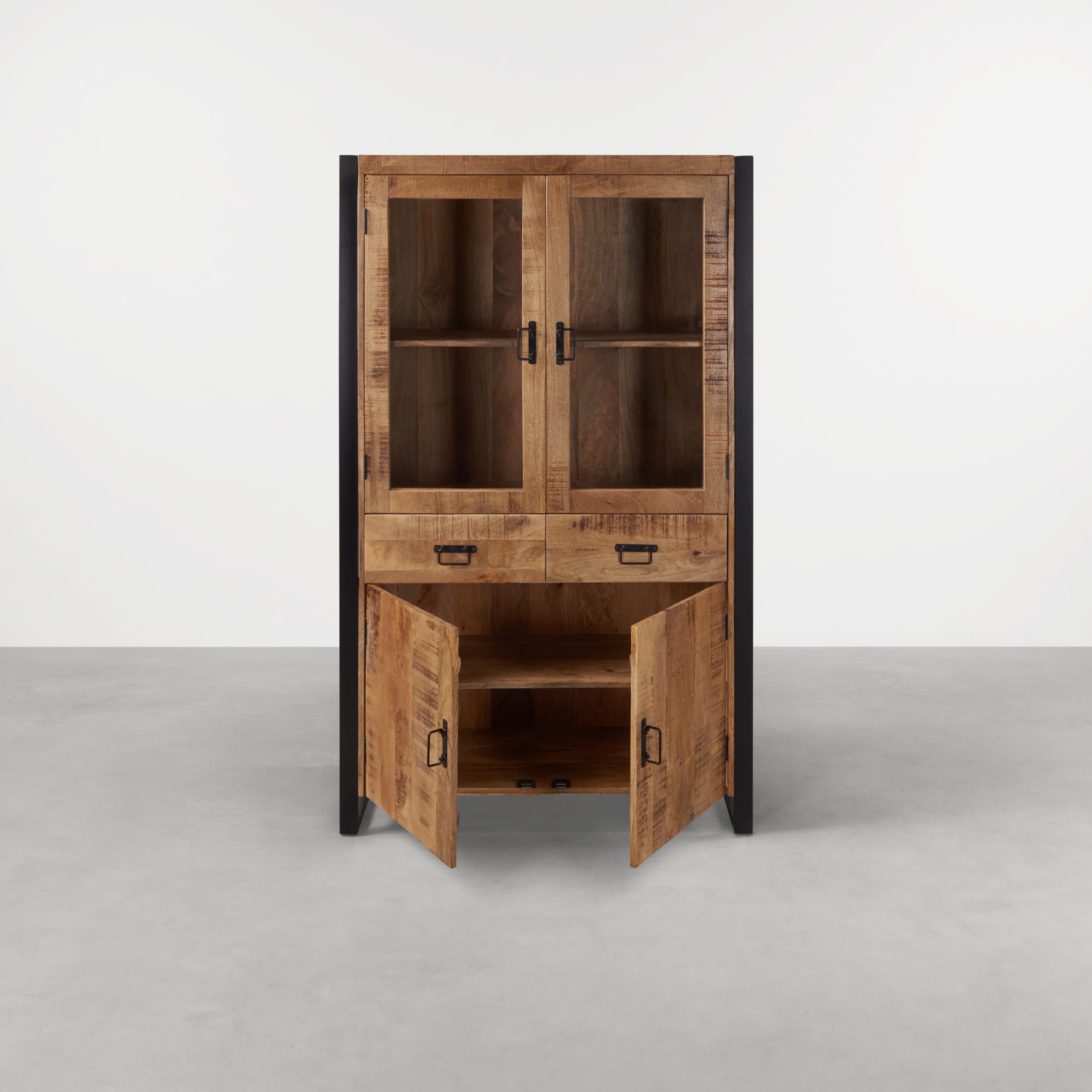 Mangohouten buffetkast 180 cm britt glas - Afbeelding 3