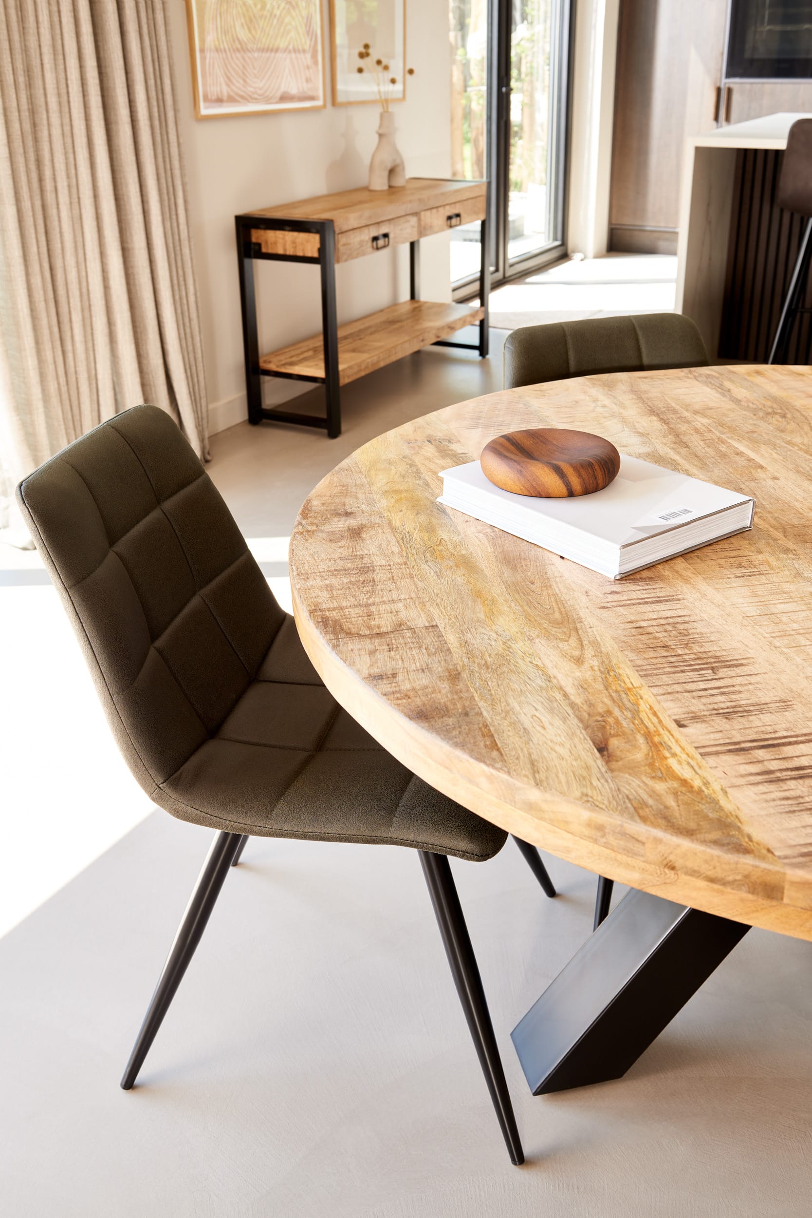 Ronde eettafel mangohout 140cm - Afbeelding 4