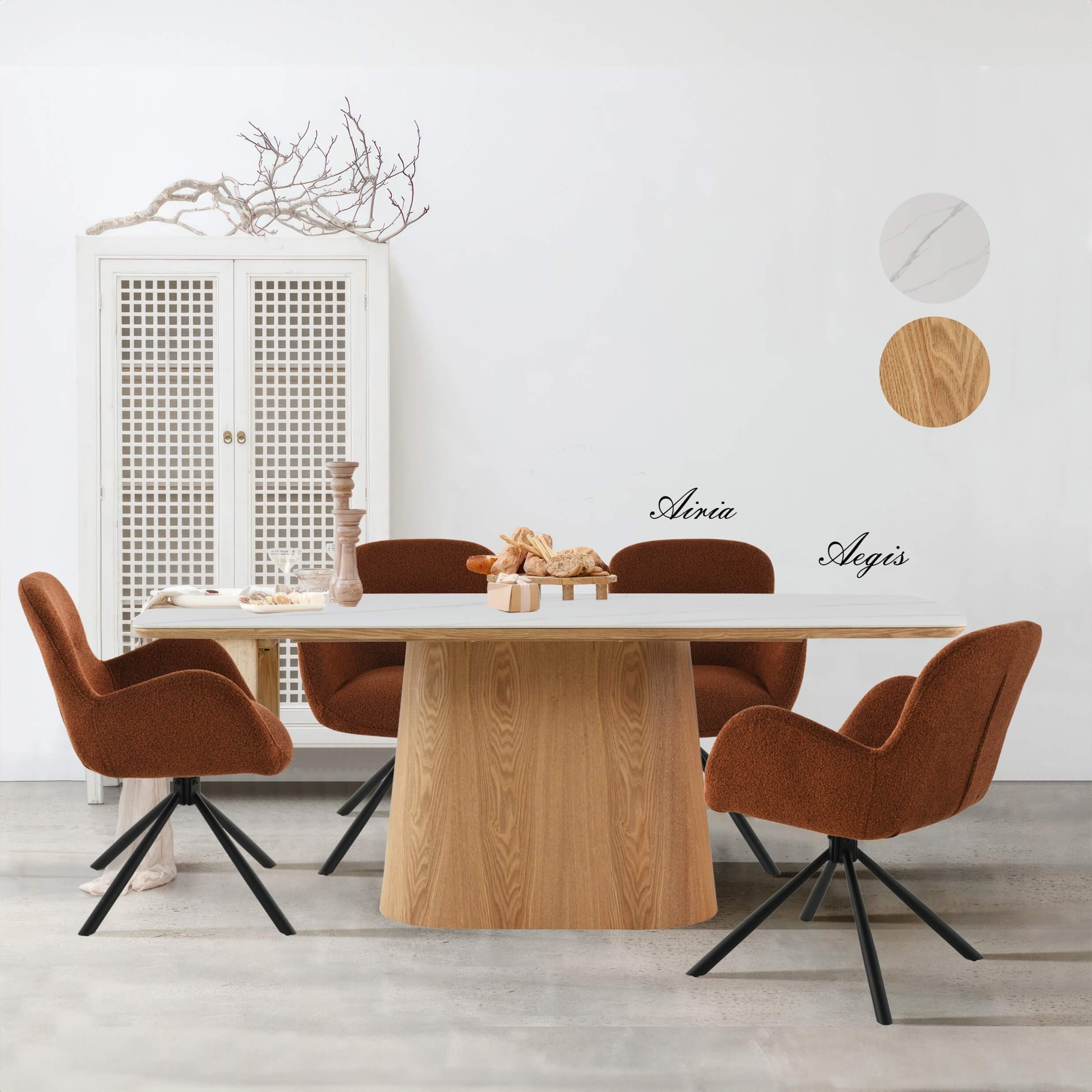 Deens ovaal eettafel 200x100cm Kopenhagen wit marmer - Afbeelding 6