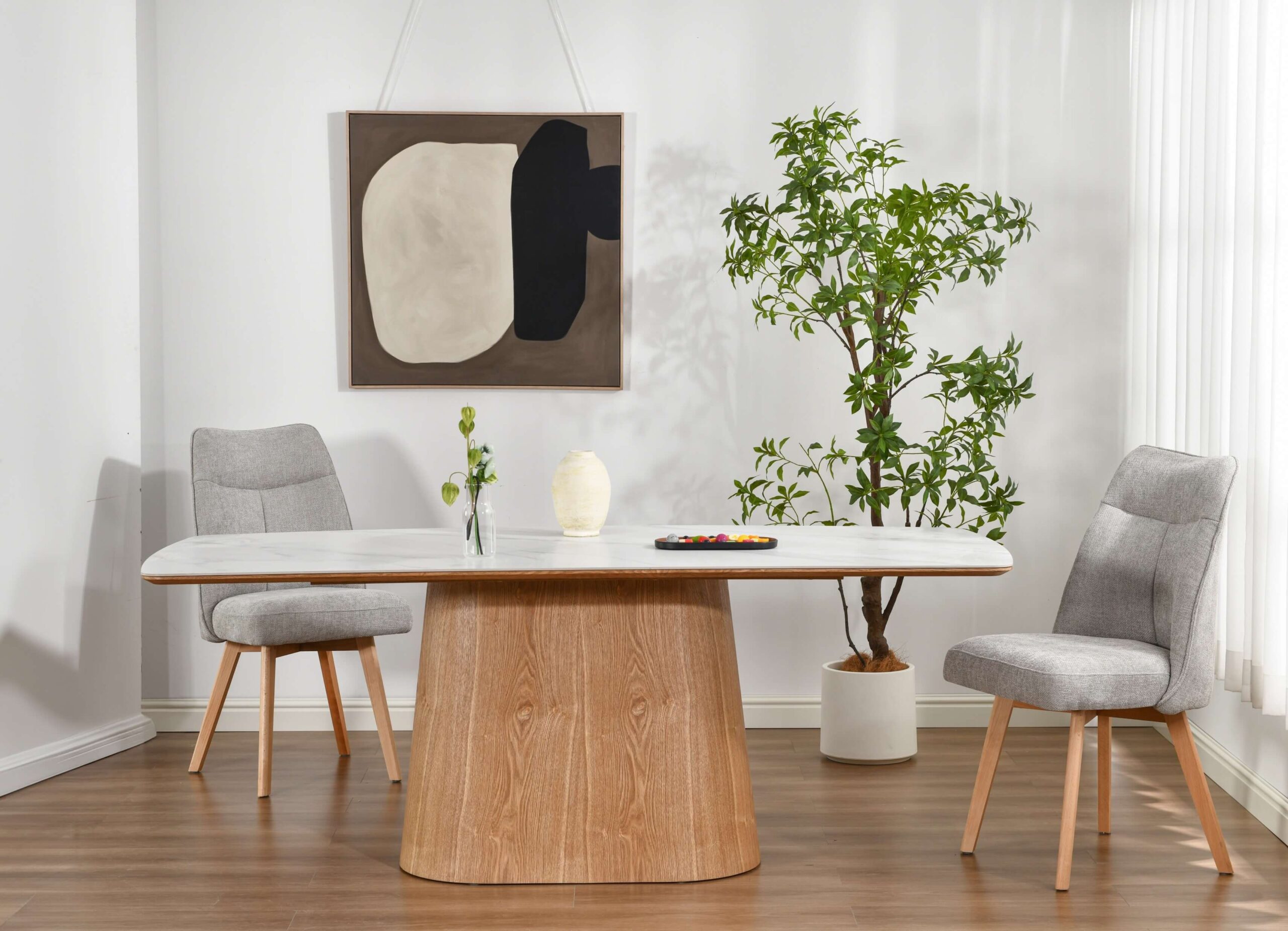 Deens ovaal eettafel 200x100cm Kopenhagen wit marmer - Afbeelding 5
