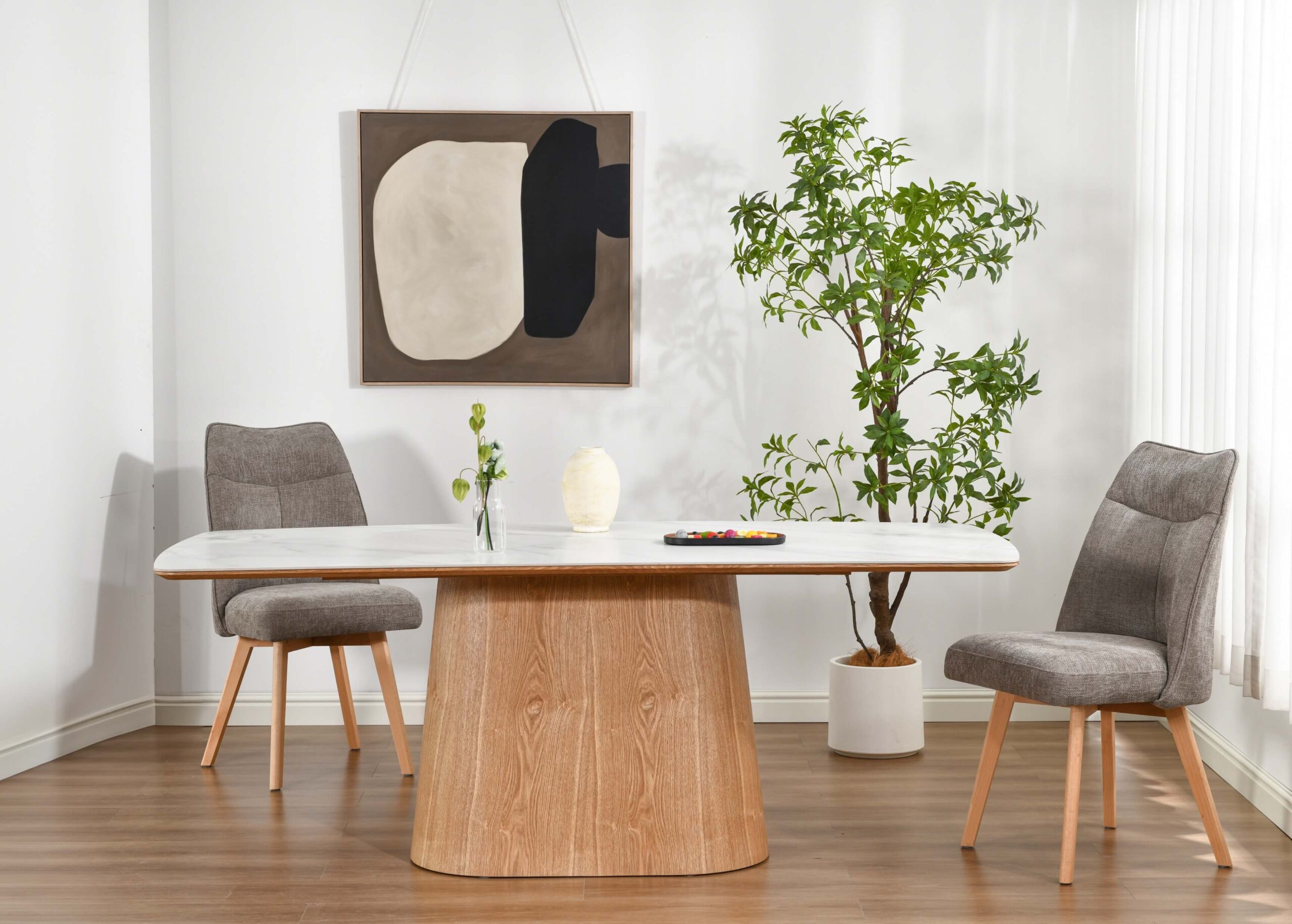 Deens ovaal eettafel 200x100cm Kopenhagen wit marmer - Afbeelding 4