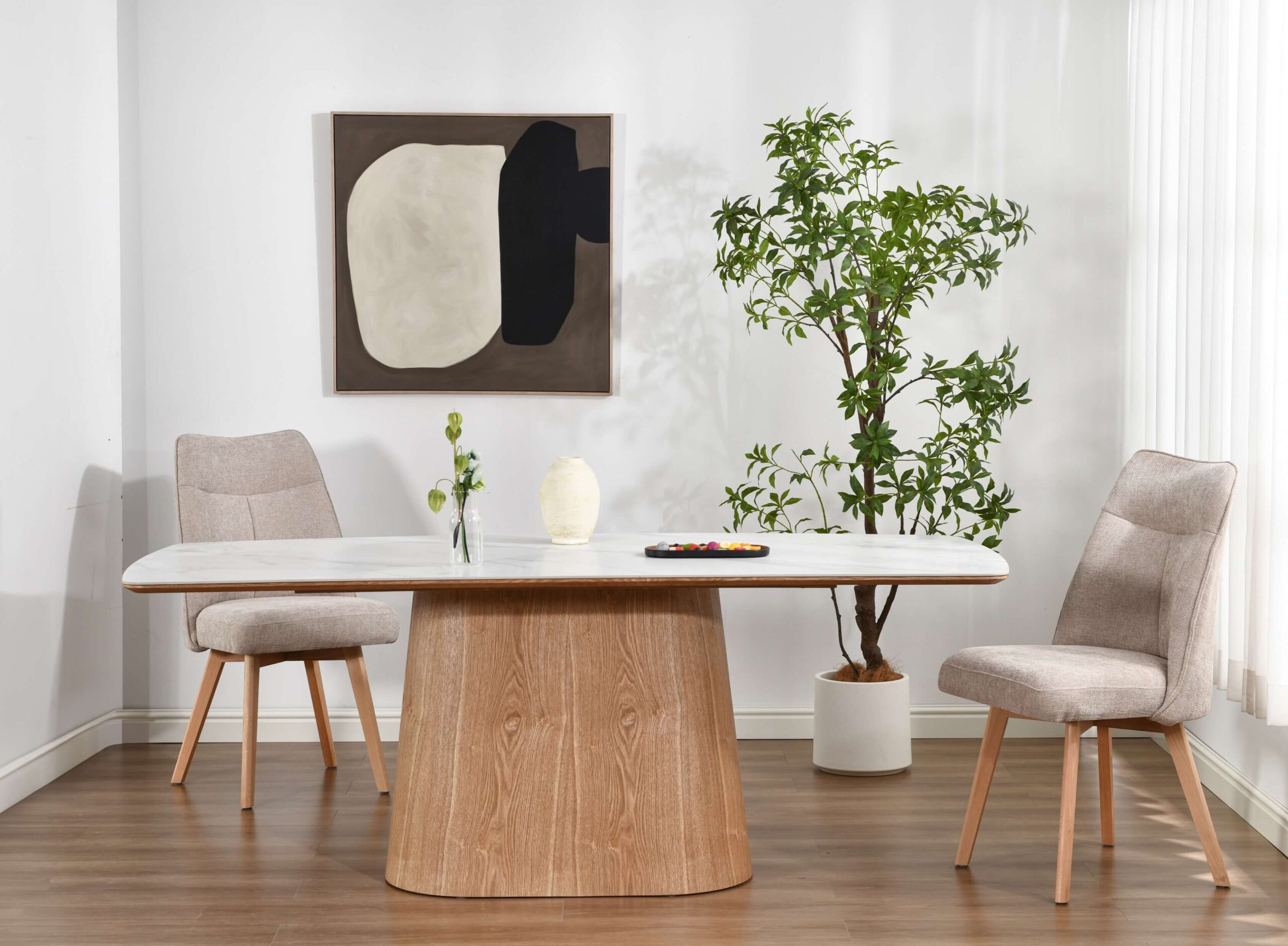 Deens ovaal eettafel 200x100cm Kopenhagen wit marmer - Afbeelding 3