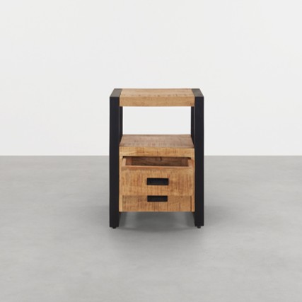 Mangohout nachtkastje 2 lades 50x40x70 LBH - Afbeelding 12
